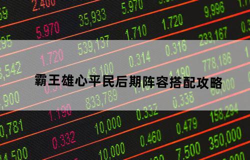 霸王雄心平民后期阵容搭配攻略