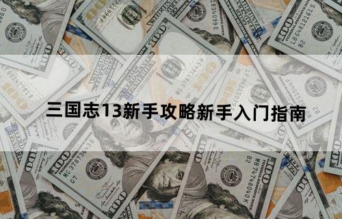 《三国志13》新手攻略新手入门指南