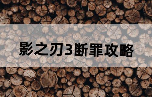 《影之刃3》断罪攻略