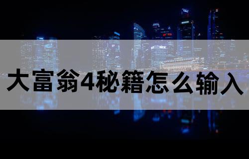大富翁4秘籍怎么输入