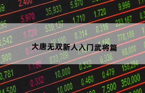 《大唐无双》新人入门武将篇
